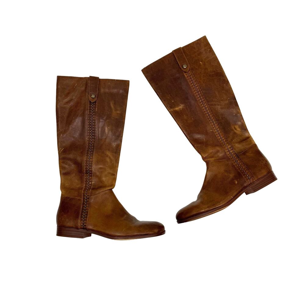 Patricia Nash Carlina Tall Riding Leather Boots Women 11 Studded Western Boho